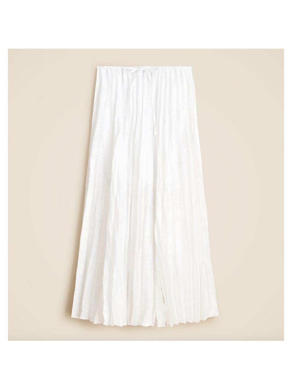 J.Crew Pleated Drawstring Maxi Skirt Linen Blend Lightweight White Large NWT